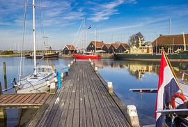 Jetty with boats in the harbour of Hindeloopen by Marc Venema