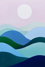 Zachte heuvels onder een zachte maan van Poster Art Shop