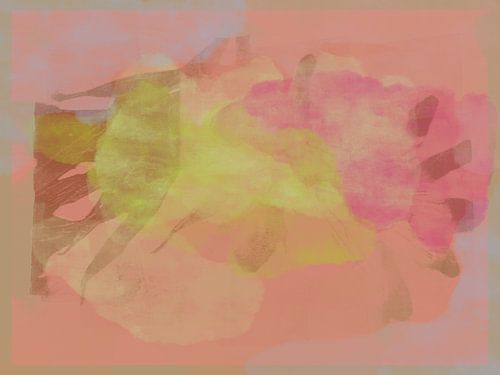 Gele, roze, bruine organische vormen.