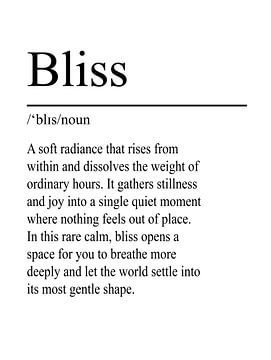 Bliss Definition - White by WordsThatInspire