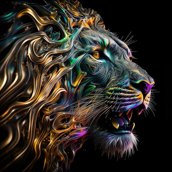 Bunte Illustration eines majestätischen Löwen von Henk van Holten