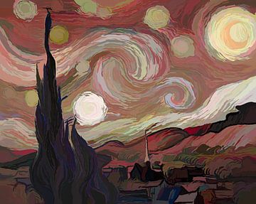 Sterrennacht - Vincent van Gogh in terra van Digital Art Studio