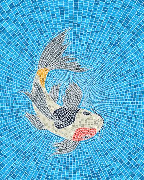 Koi carp fish mosaic by Richard Laschon