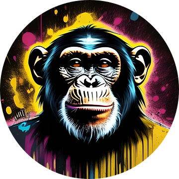 Banana Beat, een vrolijk apen portret van een chimpansee van The Art Kroep