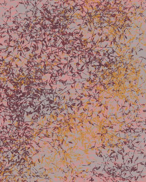 Blossom. Modern abstract art in pink, wine red, yellow, taupe by Dina Dankers