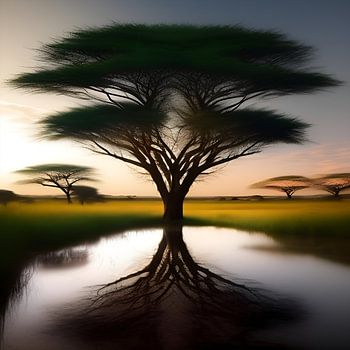 Balance - An African landscape with trees and water