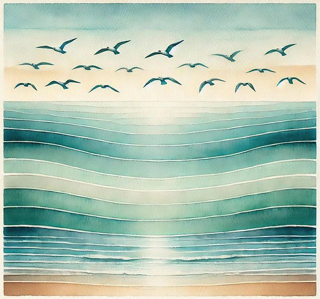Ocean Breeze Flight in Art Deco von Chromatic Fusion Studio