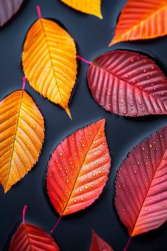 Feuilles d'automne colorées sur l'eau sur Poster Art Shop