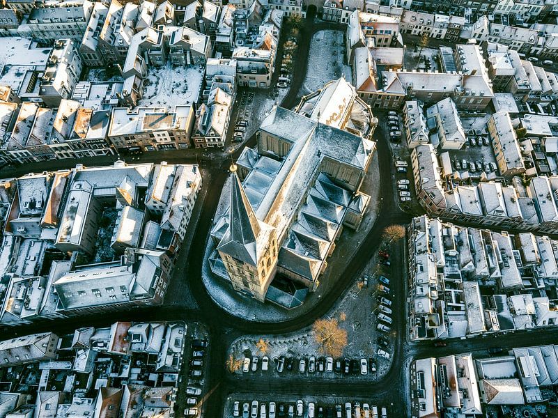 Kampen Bovenkerk van boven tijdens een koude winter ochtend van Sjoerd van der Wal Fotografie