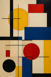 Bauhaus Harmony – Geometrische Abstracte Kunst – Kleurrijke Retro Wanddecoratie – Modern Minimalistisch Design