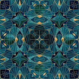 Art Deco Great Gatsby Design Gold Turquoise by Andrea Haase