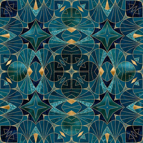 Art Deco Groot Gatsby Ontwerp Goud Turquoise