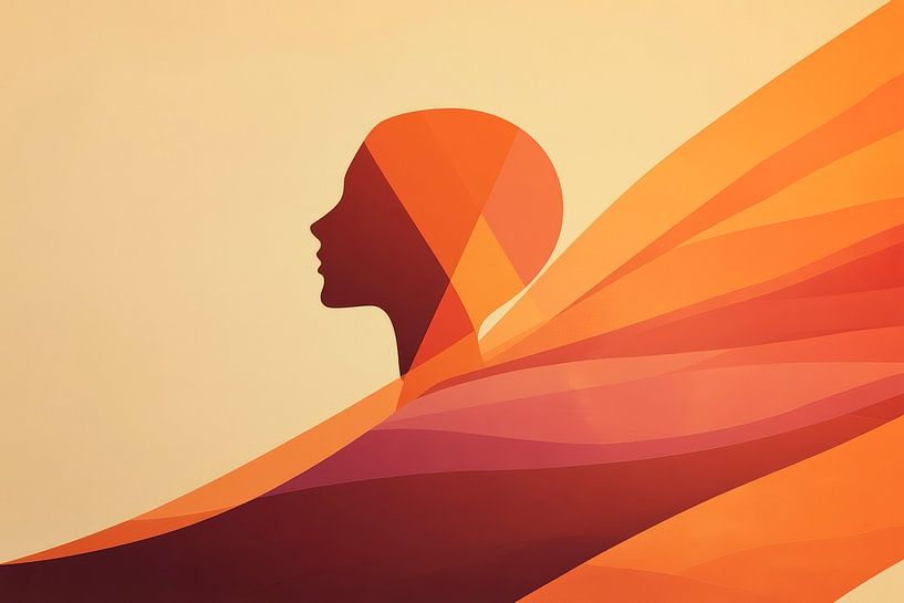 Profil einer Frau in warmen Farbtönen von Poster Art Shop
