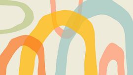 Mid-century Bauhaus arch Geometry in pastel colours by Mad Dog Art