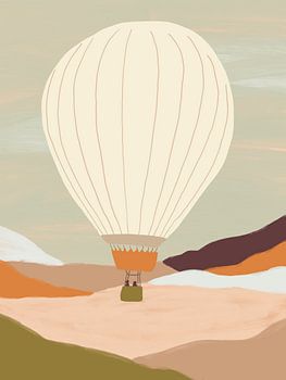 Hot air balloon over Soft Hill landscape
