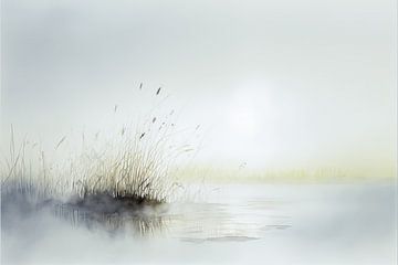 Brume matinale sur un étang sur Peet de Rouw