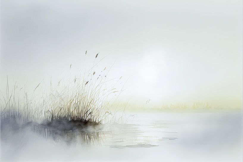 Morning mist over a puddle by Peet de Rouw