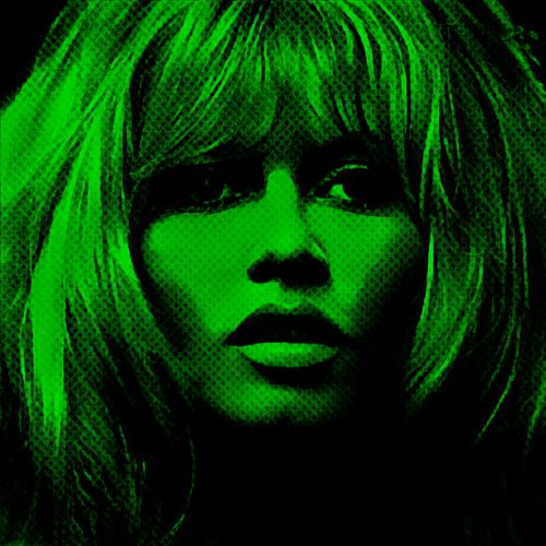 Motif Brigitte Portrait Bardot - Neon Vintage Green