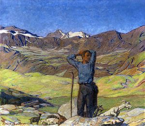 Juni-Morgen (Ziegenhirte im Engadin), ERICH ERLER, Um 1900