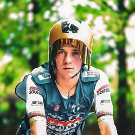 Remco Evenepoel concentration for the time trial by frederic casteleyn