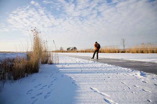 Landschaft in Friesland mit Skater