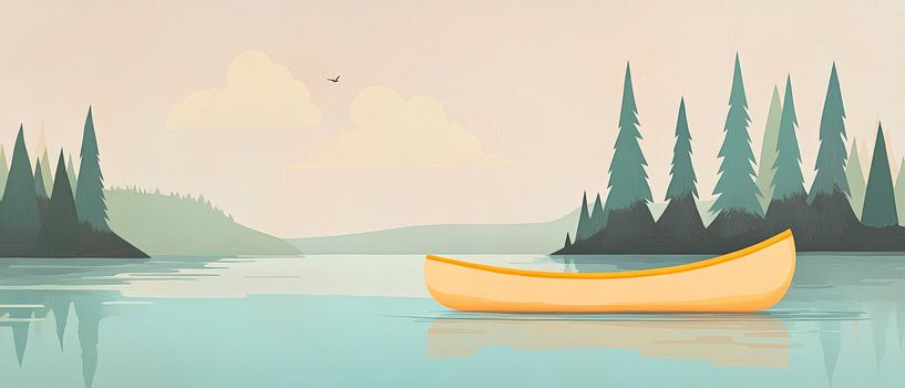 Ruhige Kanufahrt im Nebelwald von Poster Art Shop