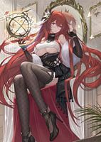 Anime meisje met rood haar