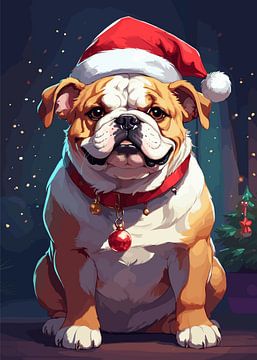 Kerst Bulldog van Vicky Hanggara