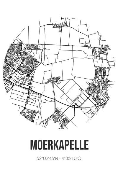 Moerkapelle (Zuid-Holland) | Landkaart | Zwart-wit van Stad & Wand
