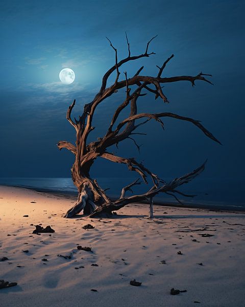 Baum bei Vollmond von fernlichtsicht