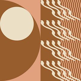 Mid century Bauhausformen in Koralle, Braun und Weiß von Dina Dankers