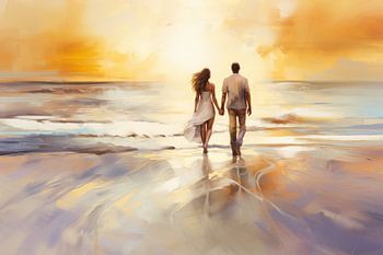 Couple in love at sunset