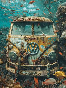 Plongée VW Bus Bulli T1 Sous-marin Coraux Poissons