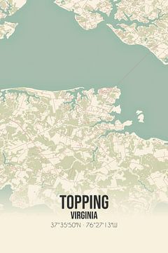 Carte ancienne de Topping (Virginie), USA. sur Rezona