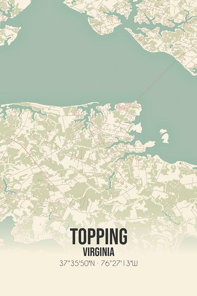Carte ancienne de Topping (Virginie), USA. par Affiches de lieux