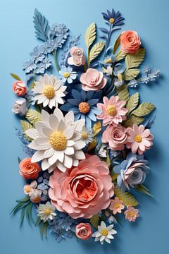 Pastel flowers blue by Thea