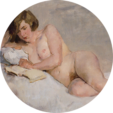 Lezend Naakt op Bed | Schilderij van Isaac Israels | Naaktschilderij