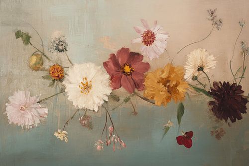 Blumen in warmen und pastellfarbenen Tönen