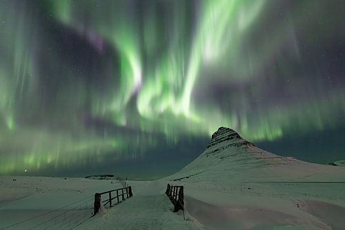 Noorderlicht boven Kirkjufell Mountain