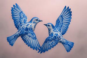 Delft Blue Dance - Porzellanvögel in Harmonie
