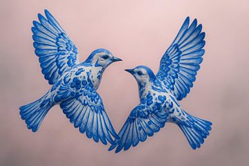 Delfts Blauwe Dans – Porseleinen Vogels in Harmonie van But First Framing