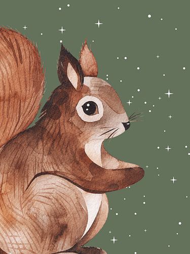 Eekhoorn voor een sterrenhemel