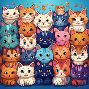 Jede Menge bunte Katzen