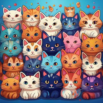 Lots of colourful cats