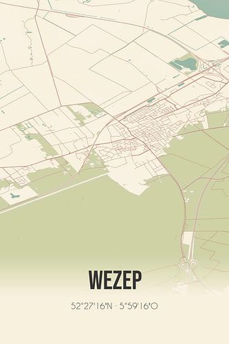 Vintage landkaart van Wezep (Gelderland)