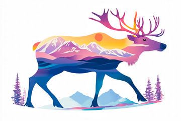 Rêve de renne coloré sur Poster Art Shop