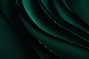 Abstract Green Folds with Gold Accents Stylish Minimalism by Eva Lee