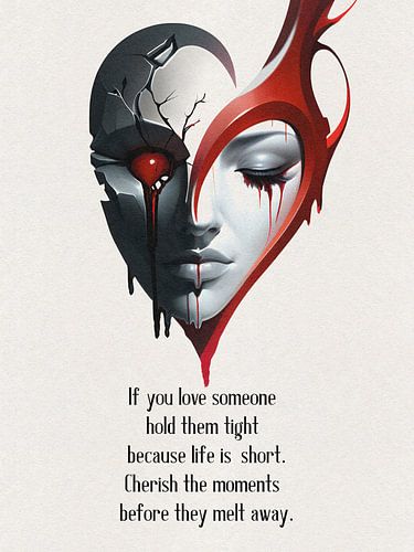 If You Love Someone – Abstract Vrouwenportret in Rood & Zwart | Krachtige Liefdeskunst