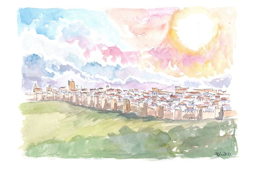 Avila Spanien Stadtansicht mit historischer Stadtmauer von Markus Bleichner