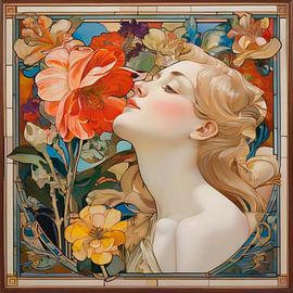 Delphine Fairfield in the style of Mucha by Dillon Hardwood Gallery